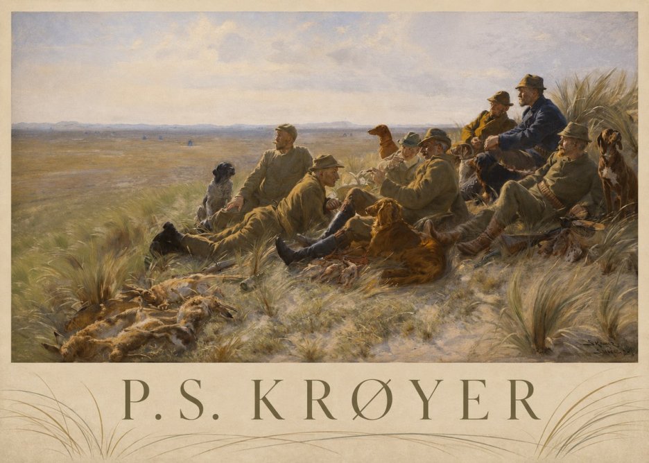 P.S. Krøyer Hare-hunting in the Dunes No3 - Plakat