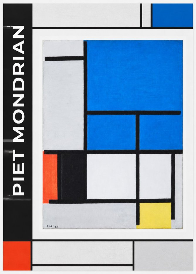 Piet Mondrian Composition with Red, Black, Blue, and Yellow No1 - Plakat