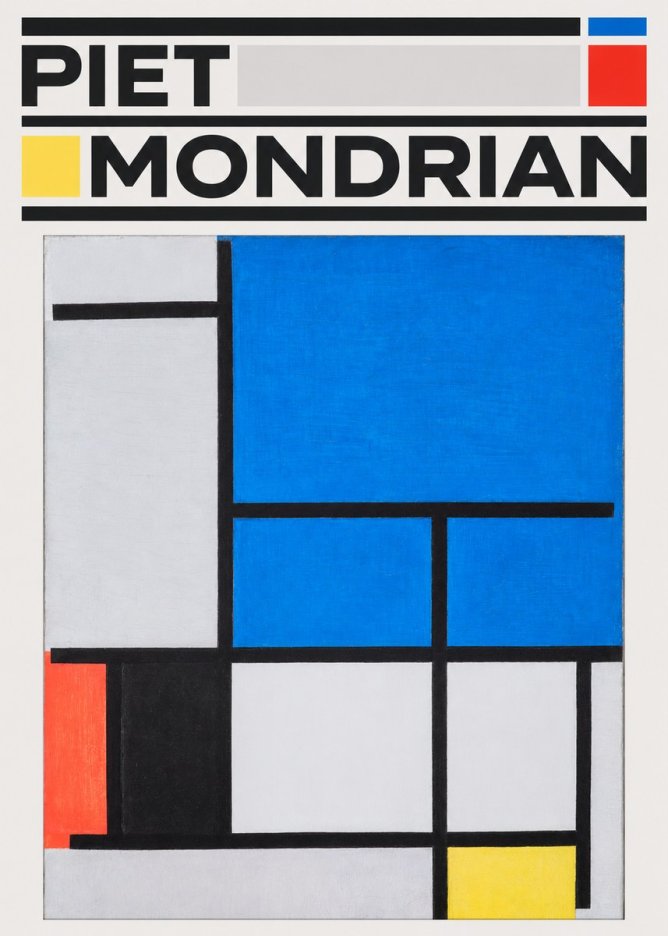 Piet Mondrian Composition with Red, Black, Blue, and Yellow No3 - Plakat