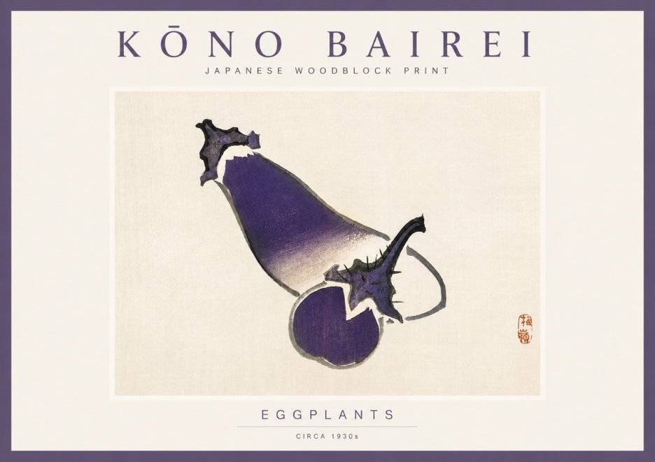 Kōno Bairei Eggplants No2 - Plakat