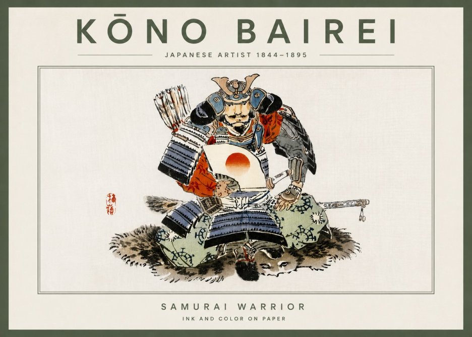 Kōno Bairei Samurai Warrior No4 - Plakat