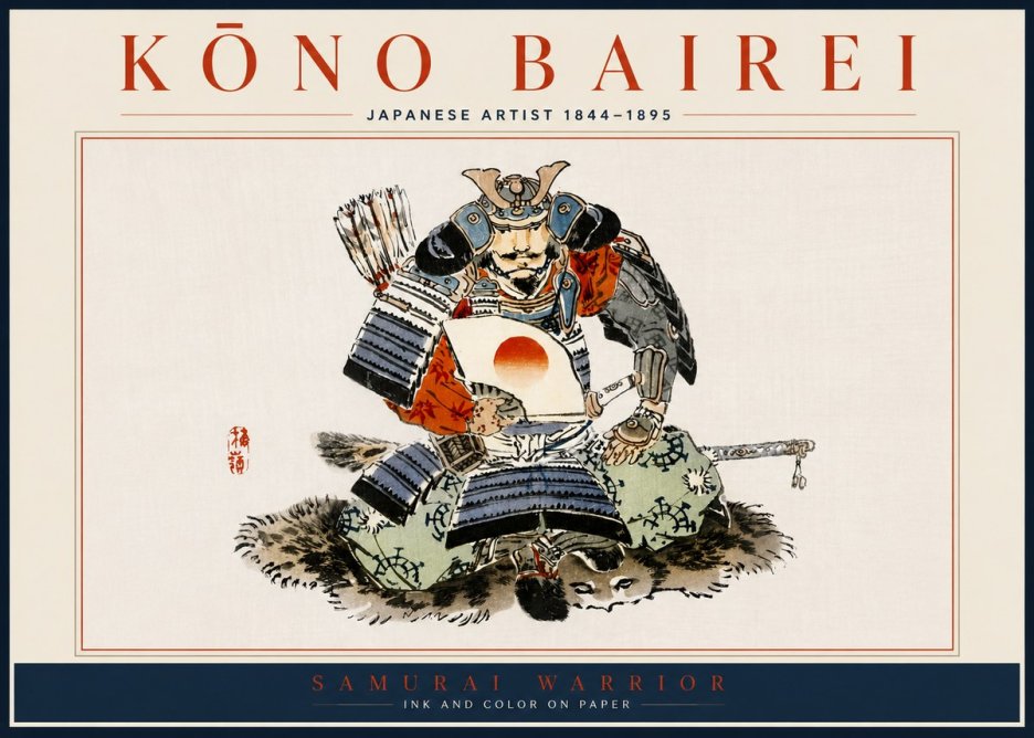 Kōno Bairei Samurai Warrior No5 - Plakat