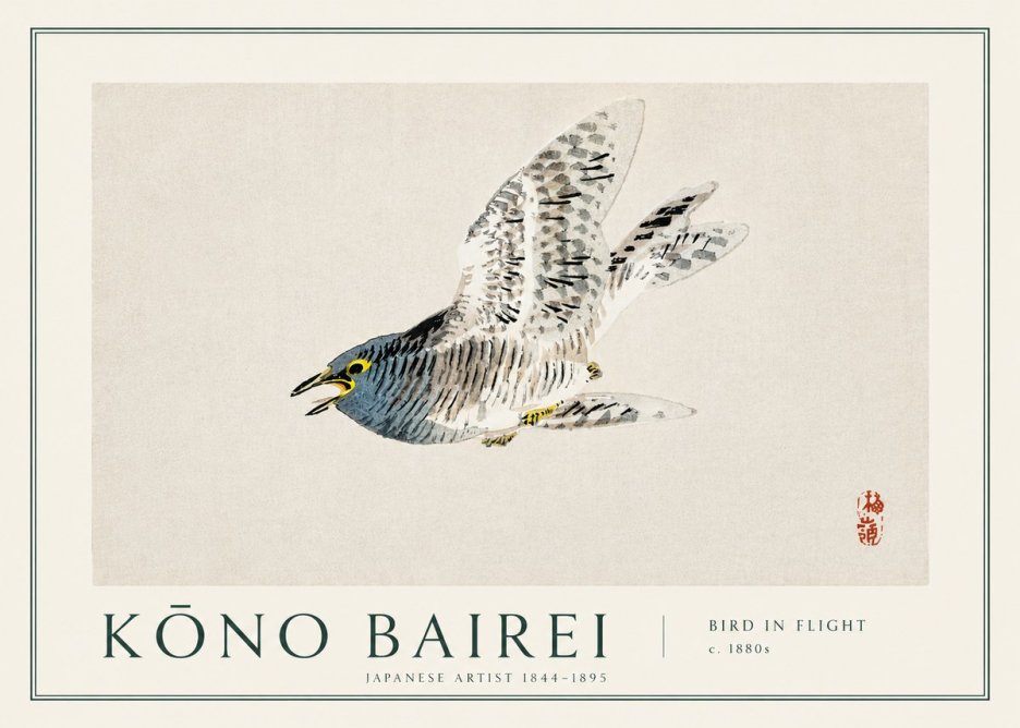 Kōno Bairei Bird in Flight No3 - Plakat