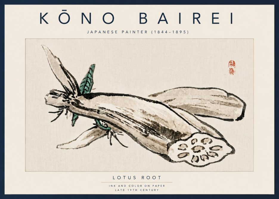 Kōno Bairei Lotus Root No4 - Plakat
