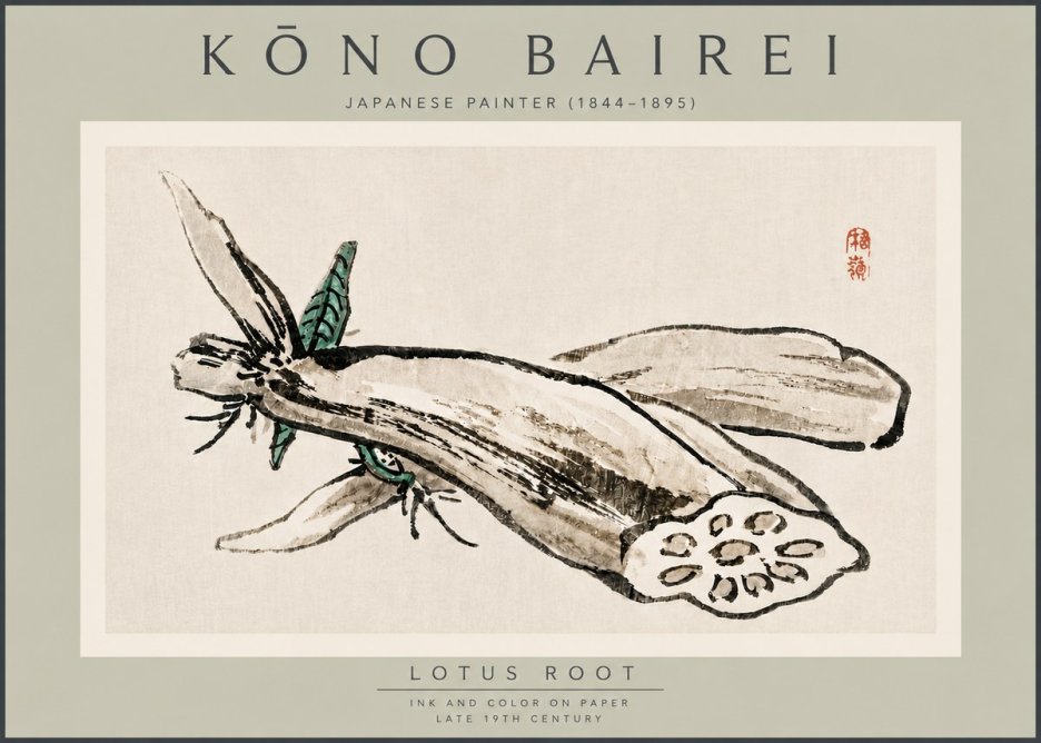 Kōno Bairei Lotus Root No5 - Plakat