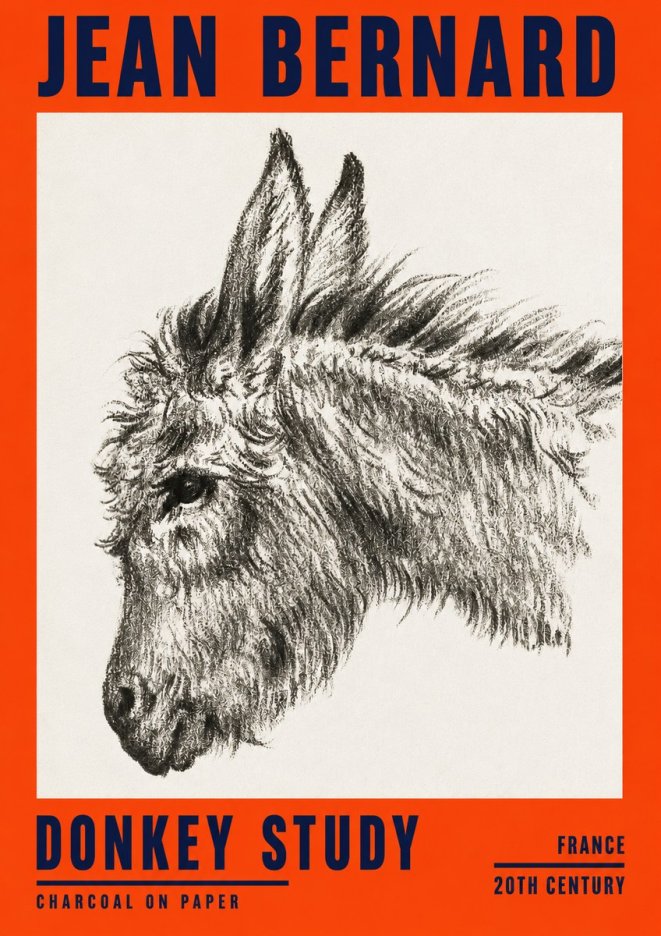 Jean Bernard Donkey Study I No2 - Plakat