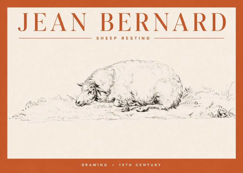 Jean Bernard Sheep Resting on the Ground No4 - Plakat