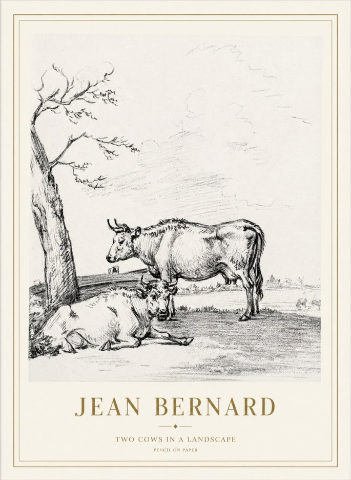 Jean Bernard Two Cows in a Landscape No1 - Plakat