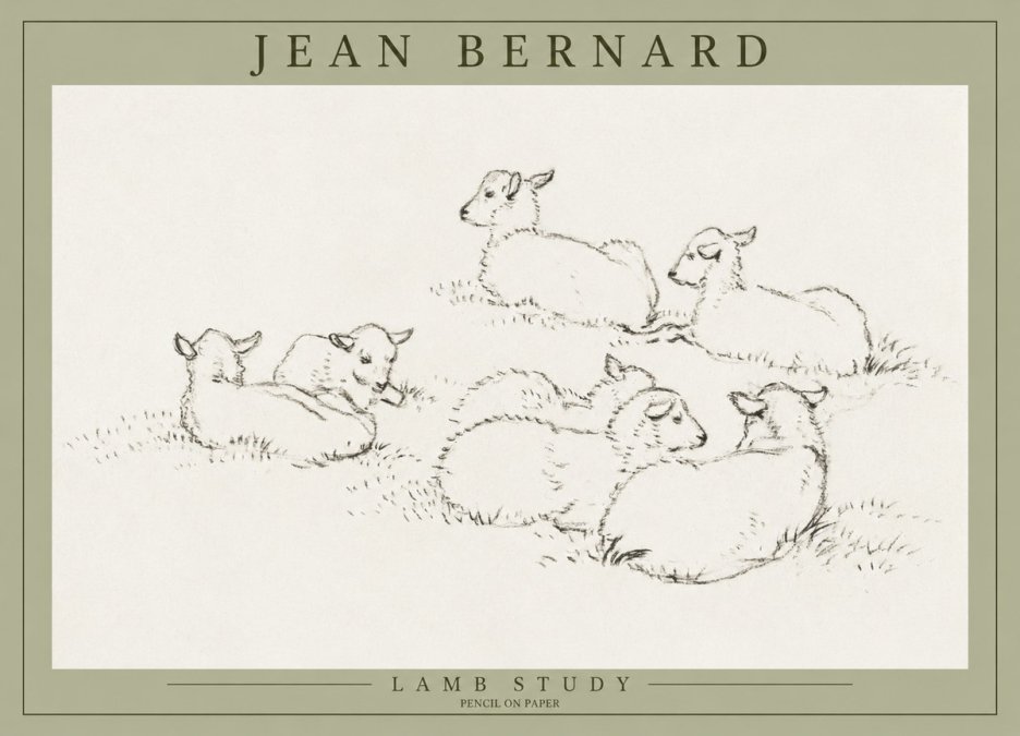 Jean Bernard Study of Lambs No3 - Plakat