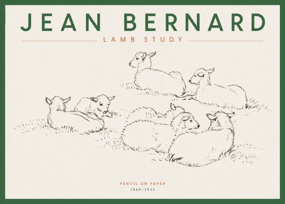 Jean Bernard Study of Lambs No5 - Plakat