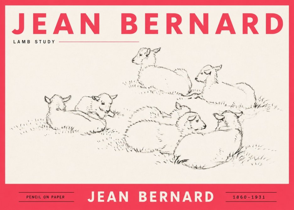 Jean Bernard Study of Lambs No6 - Plakat