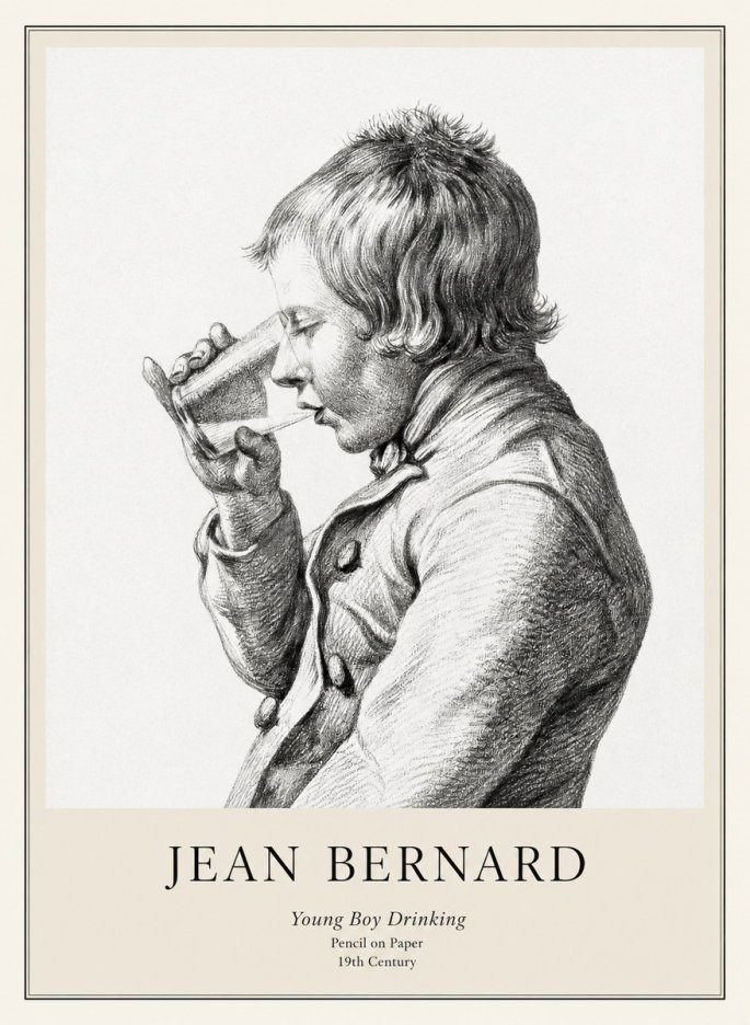 Jean Bernard Young Boy Drinking No1 - Plakat