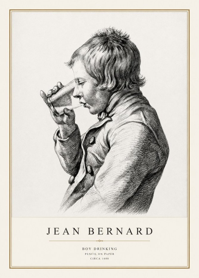 Jean Bernard Young Boy Drinking No3 - Plakat