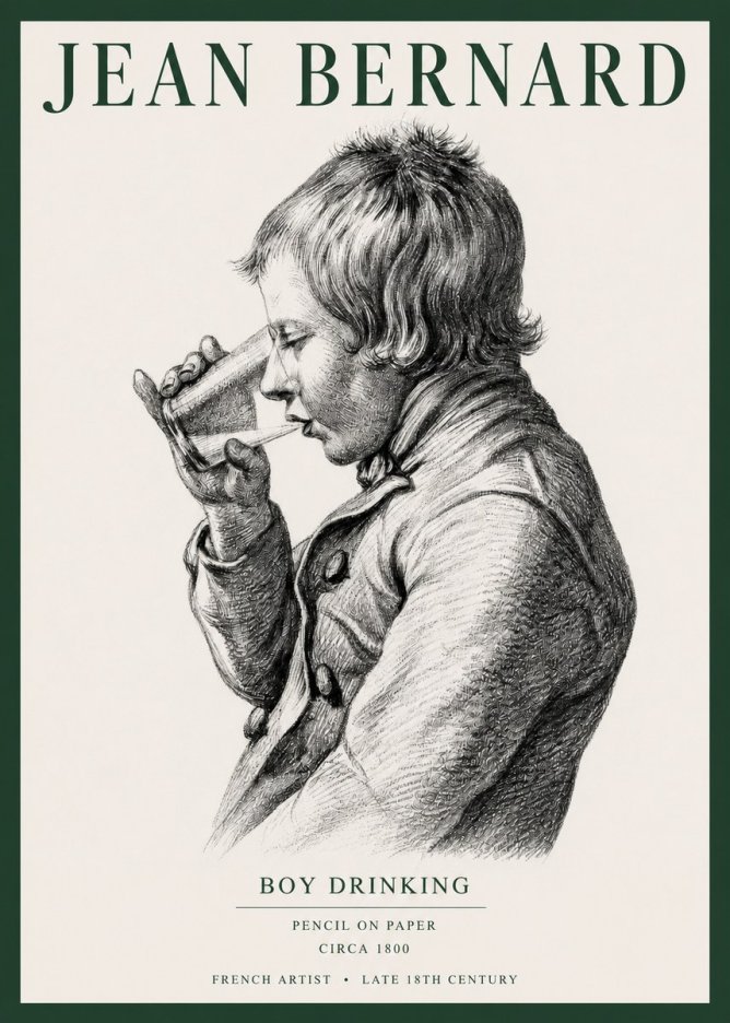 Jean Bernard Young Boy Drinking No5 - Plakat