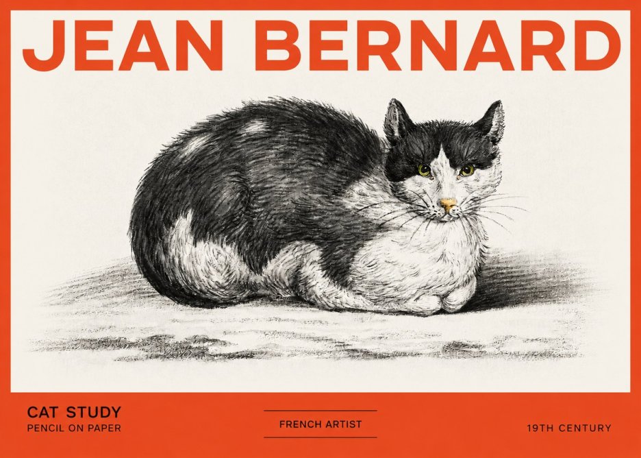 Jean Bernard Cat Study II No2 - Plakat