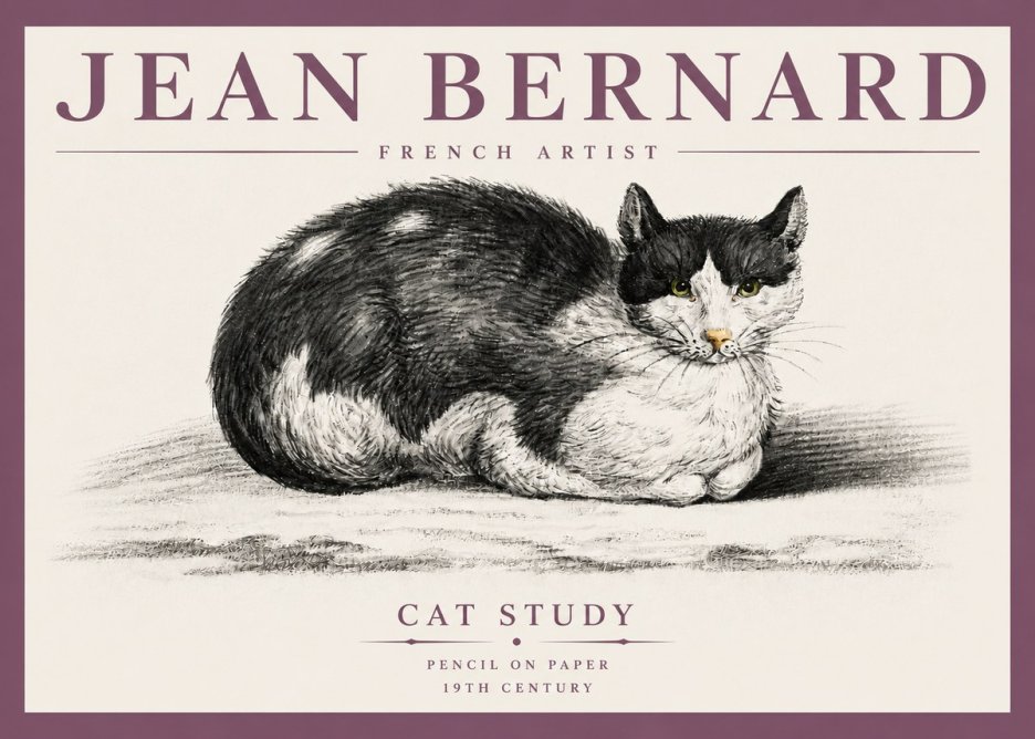 Jean Bernard Cat Study II No4 - Plakat