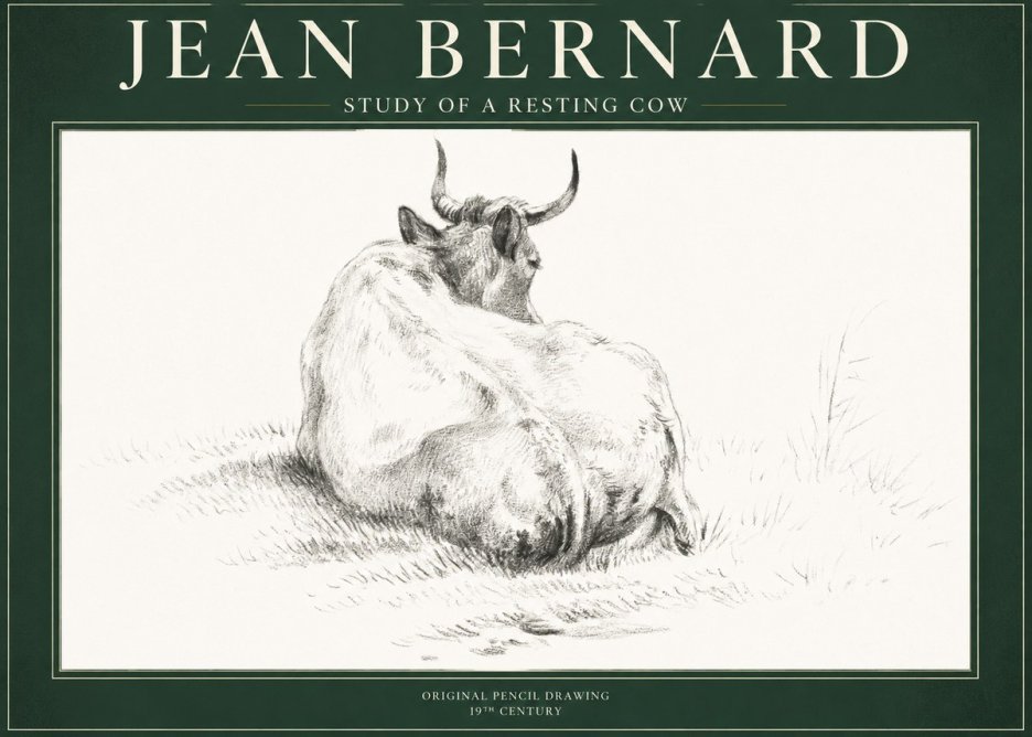 Jean Bernard Study of a Resting Cow I No1 - Plakat