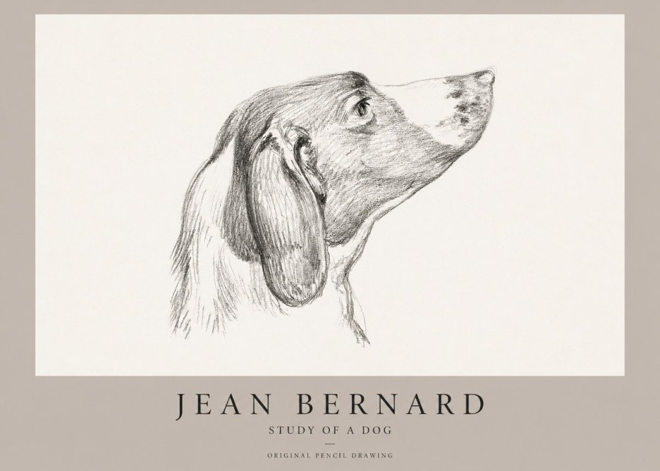 Jean Bernard Study of a Dog I No1 - Plakat
