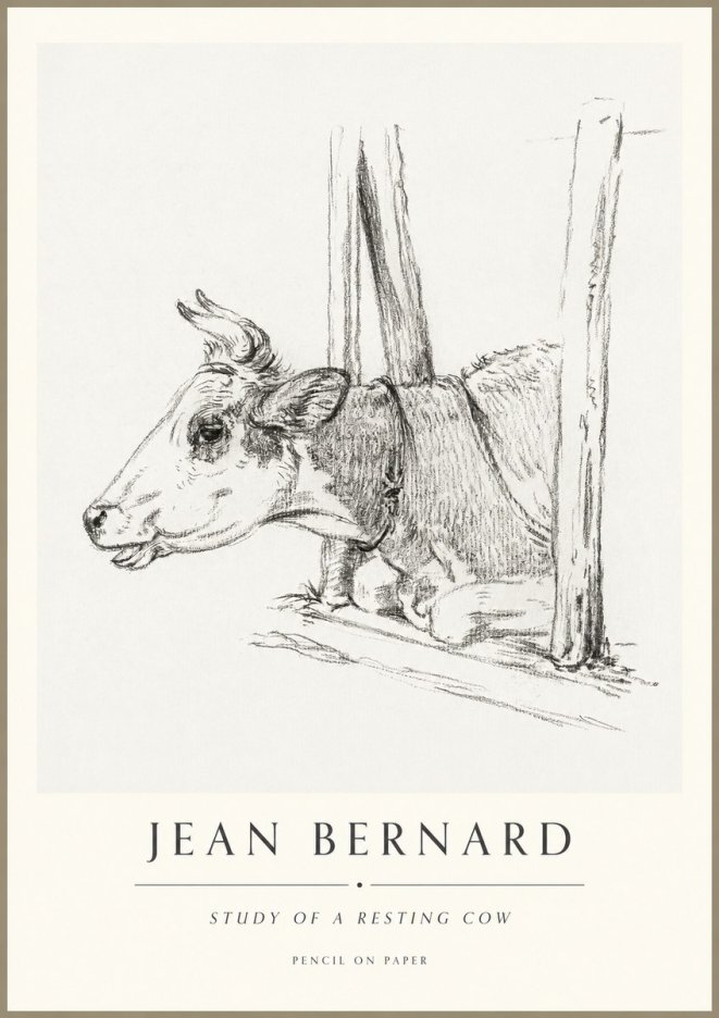 Jean Bernard Study of a Resting Cow II No1 - Plakat