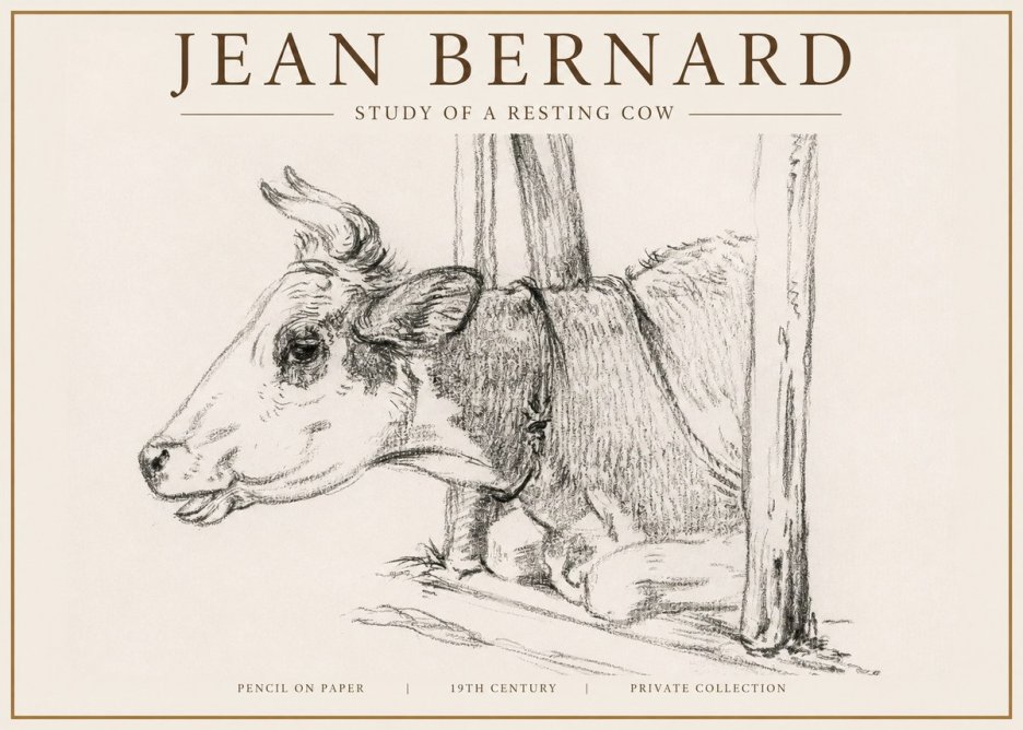 Jean Bernard Study of a Resting Cow II No4 - Plakat