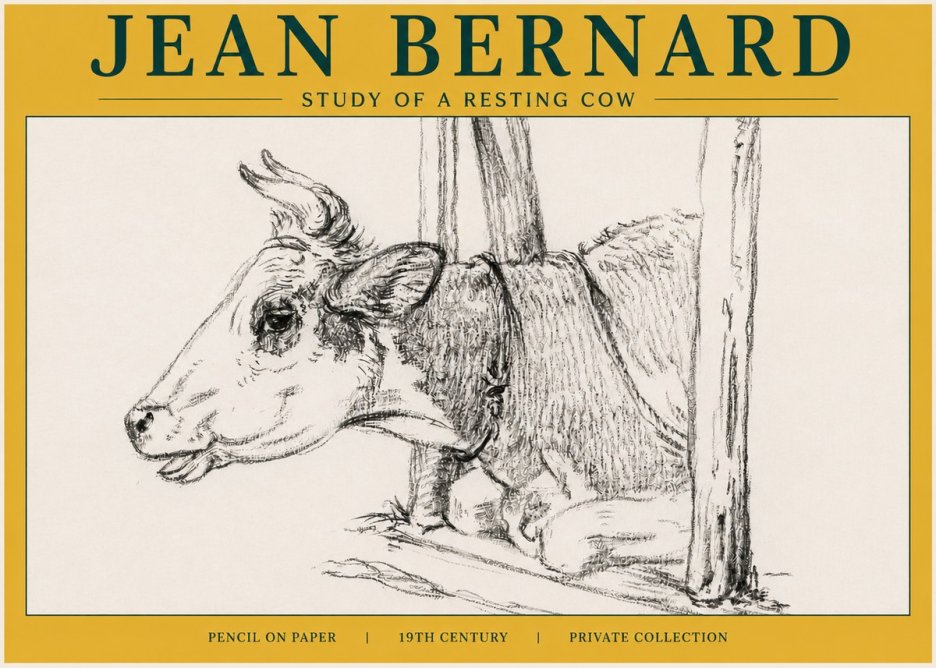 Jean Bernard Study of a Resting Cow II No6 - Plakat