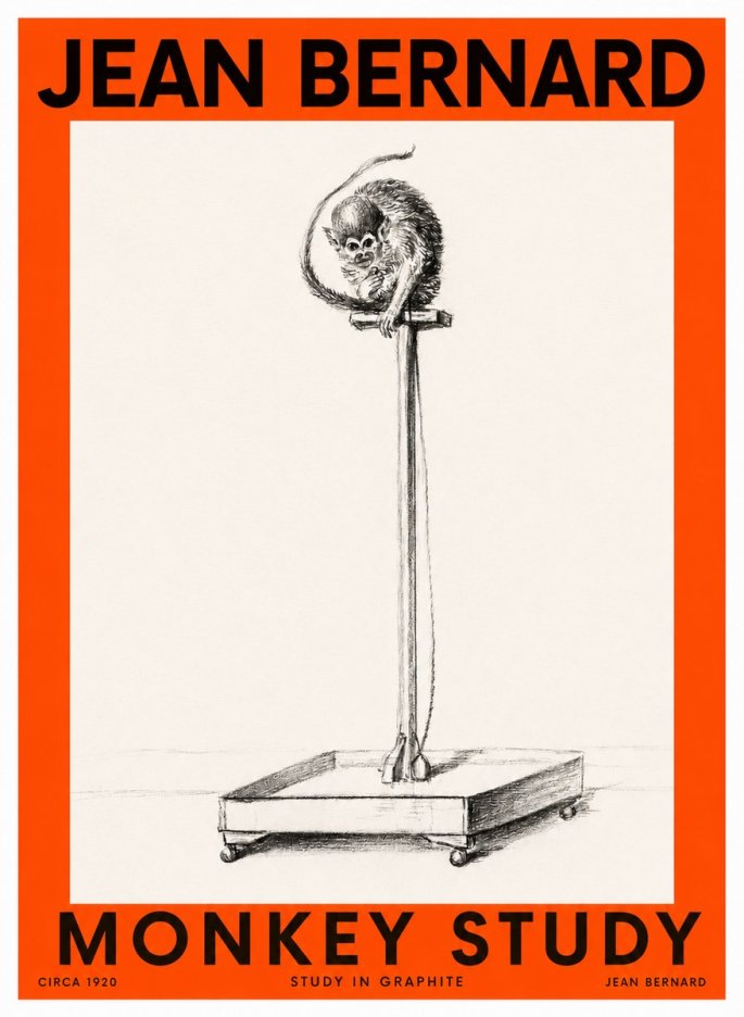 Jean Bernard Monkey Study No2 - Plakat
