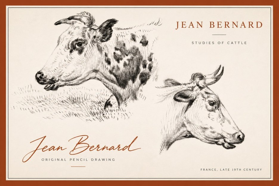 Jean Bernard Studies of Cattle I No3 - Plakat