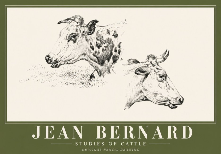 Jean Bernard Studies of Cattle I No4 - Plakat