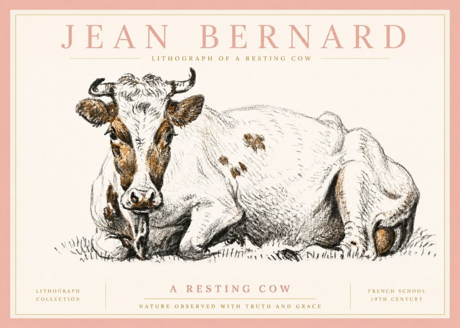 Jean Bernard Study of a Resting Cow III No5 - Plakat