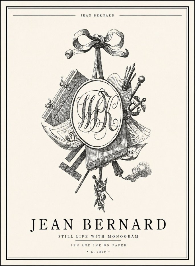 Jean Bernard Still Life with Monogram No1 - Plakat