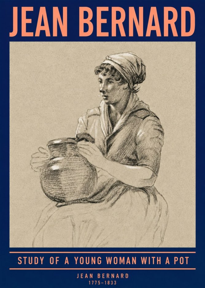 Jean Bernard Study of a Young Woman with a Pot No4 - Plakat