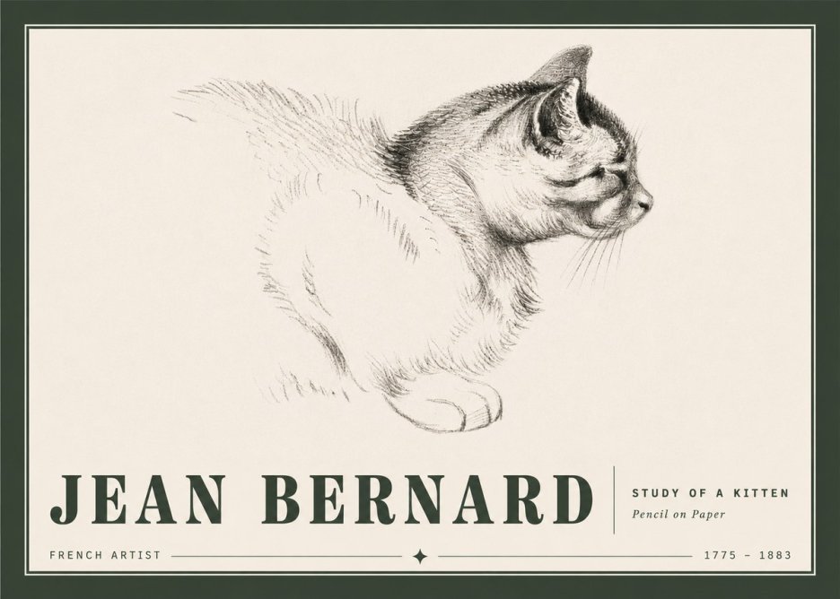 Jean Bernard Study of a Kitten II No5 - Plakat