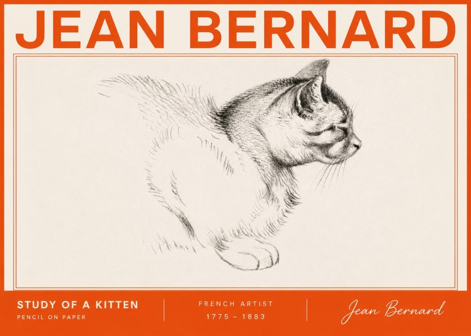 Jean Bernard Study of a Kitten II No6 - Plakat