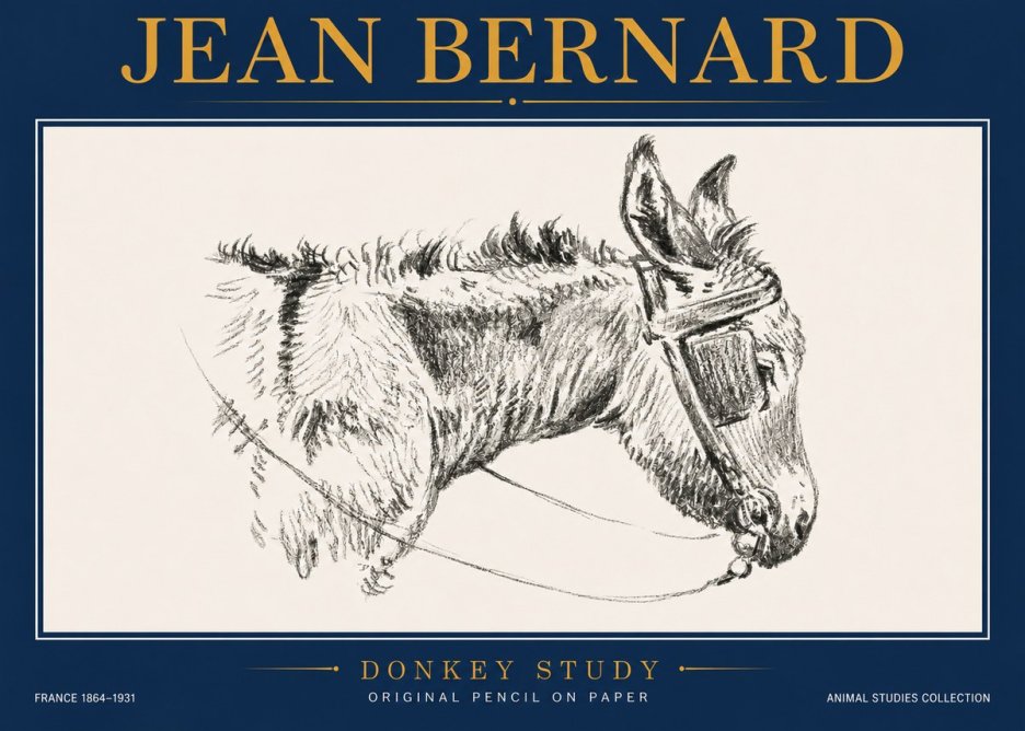 Jean Bernard Donkey Study II No4 - Plakat