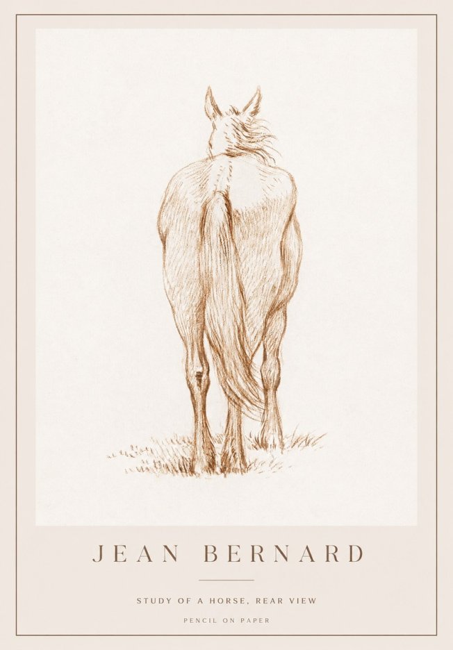 Jean Bernard Study of a Horse, Rear View No1 - Plakat