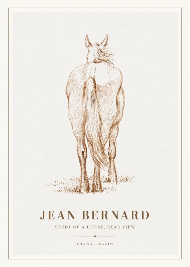 Jean Bernard Study of a Horse, Rear View No2 - Plakat