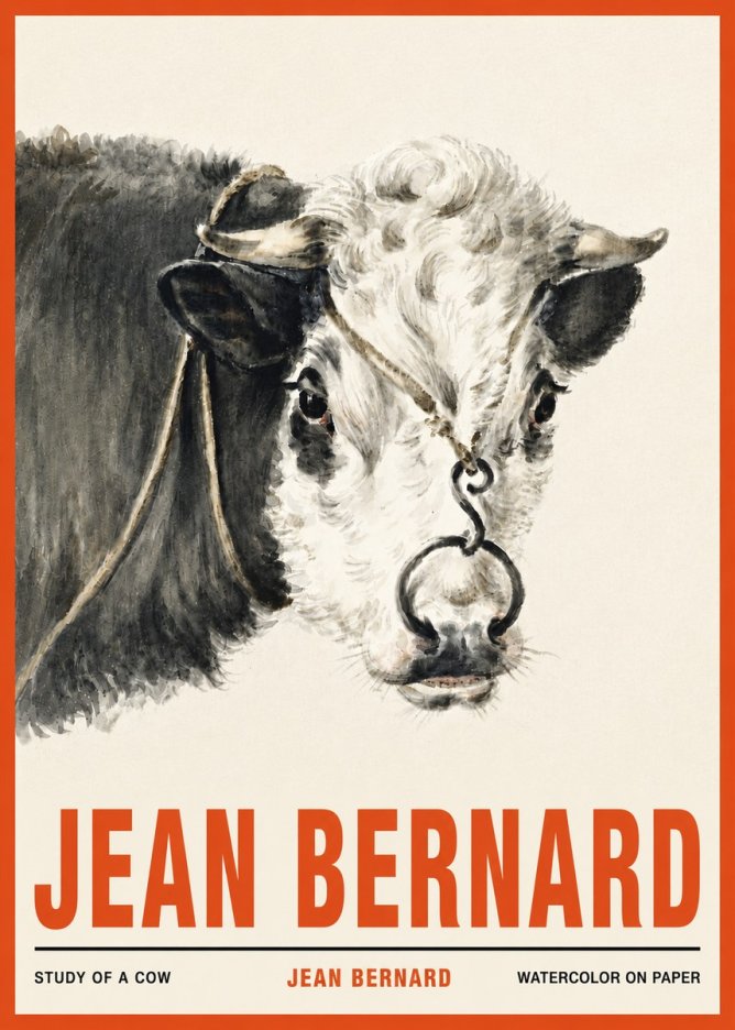 Jean Bernard Study of a Cow I No4 - Plakat