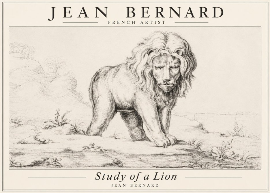 Jean Bernard Study of a Lion I No3 - Plakat