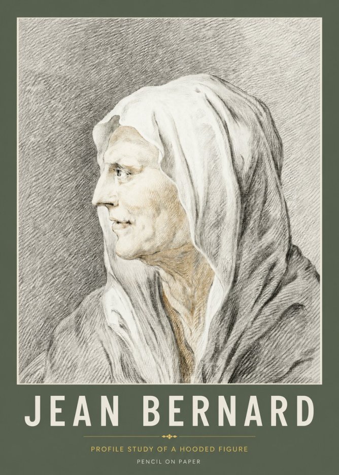 Jean Bernard Profile Study of a Hooded Figure No2 - Plakat