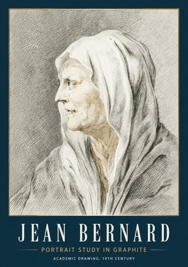 Jean Bernard Profile Study of a Hooded Figure No5 - Plakat