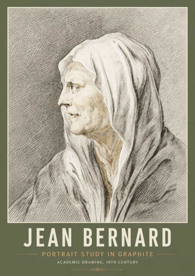 Jean Bernard Profile Study of a Hooded Figure No6 - Plakat