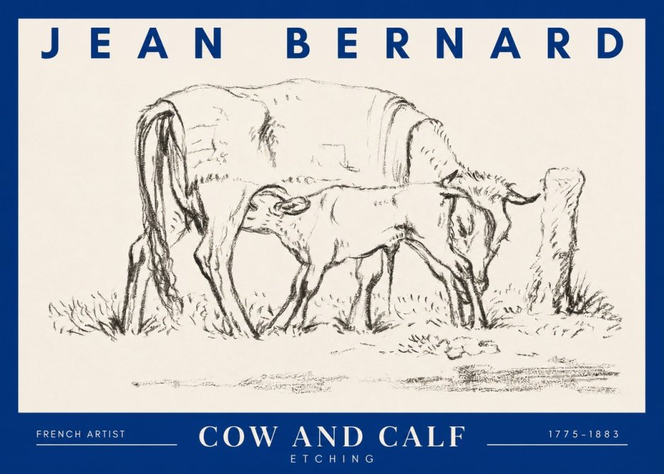 Jean Bernard Cow and Calf I No2 - Plakat