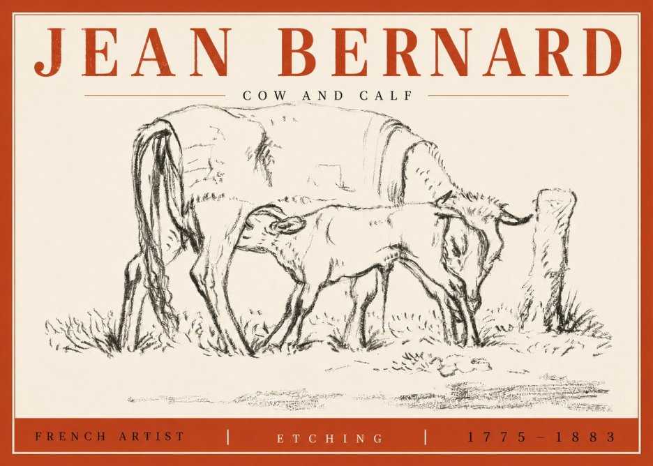 Jean Bernard Cow and Calf I No4 - Plakat