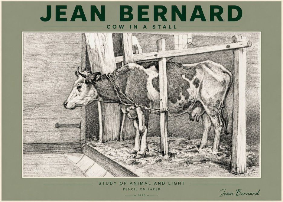 Jean Bernard Cow in a Stall No5 - Plakat