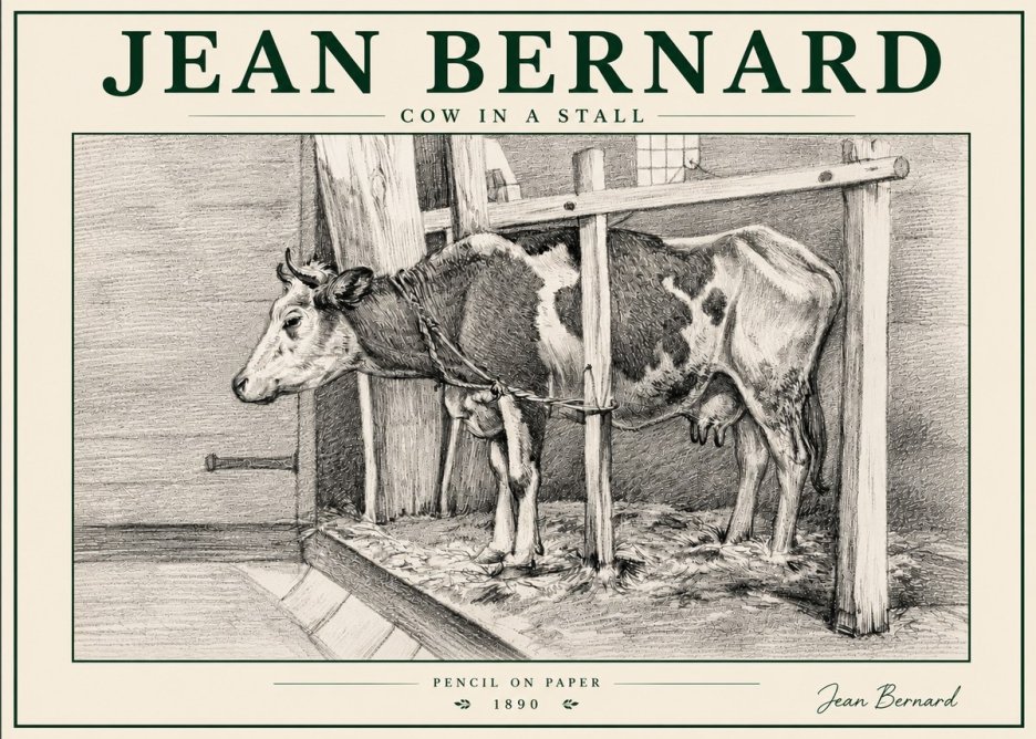 Jean Bernard Cow in a Stall No6 - Plakat