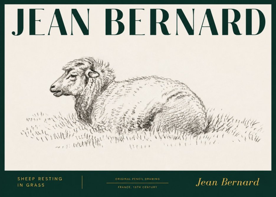 Jean Bernard Sheep Resting in Grass No3 - Plakat