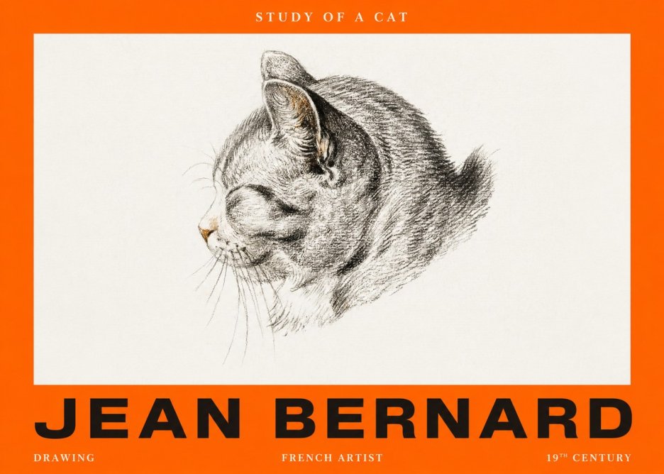 Jean Bernard Study of a Cat I No2 - Plakat