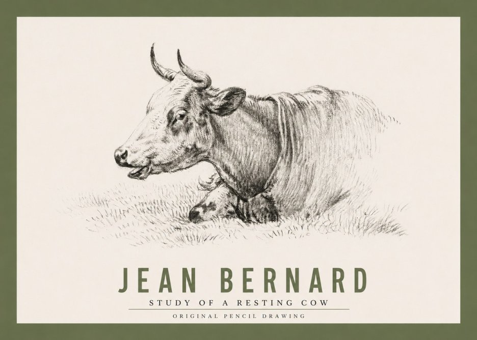 Jean Bernard Study of a Resting Cow IV No2 - Plakat
