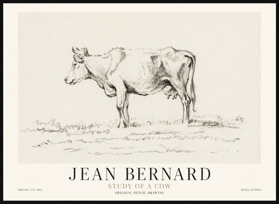 Jean Bernard Study of a Cow III No1 - Plakat