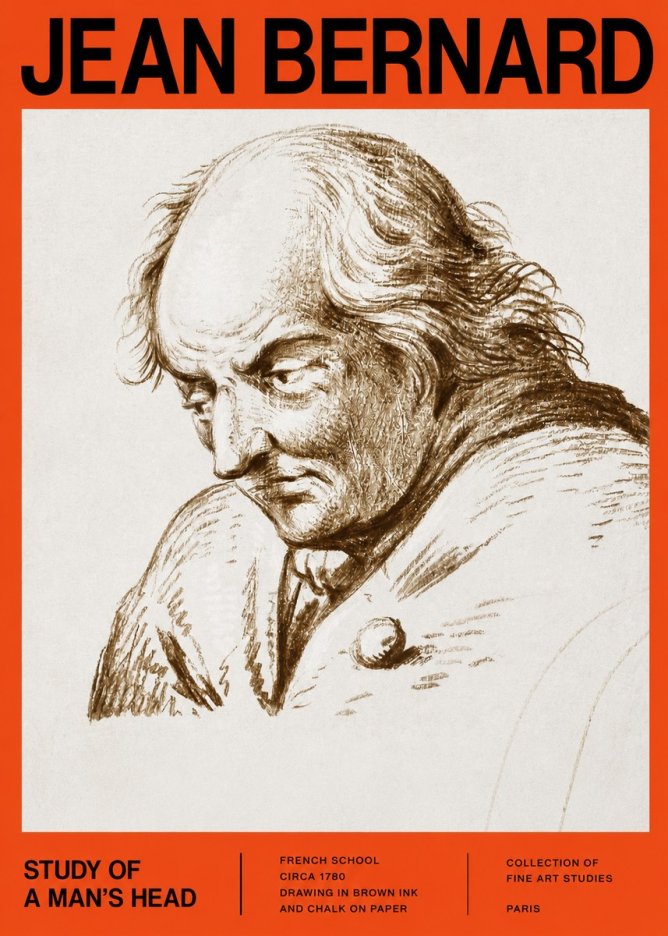 Jean Bernard Study of a Man's Head No2 - Plakat